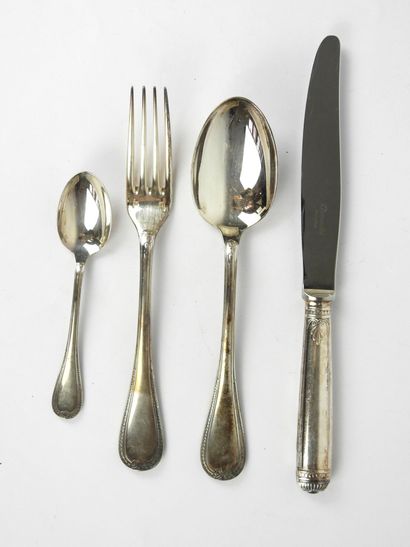 CHRISTOFLE. Set of silver-plated Malmaison-model...