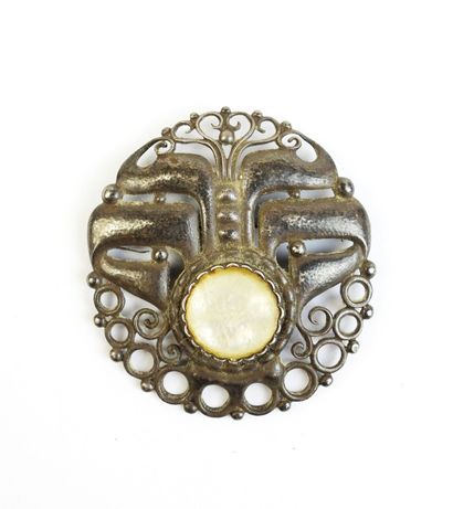 BROCHE moderniste en argent 800/1000° à décor...