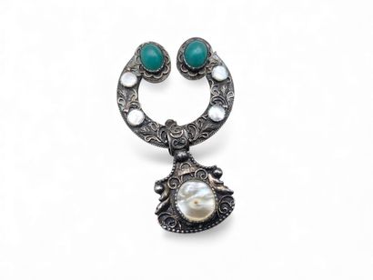 Lot de 2 bijoux provençaux en argent comprenant...