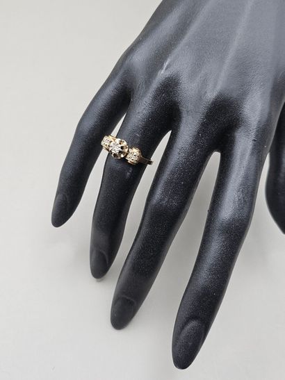 BAGUE géométrique en or jaune et gris 750...