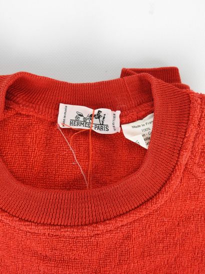 HERMES - Paris. Red cotton sweater decorated...
