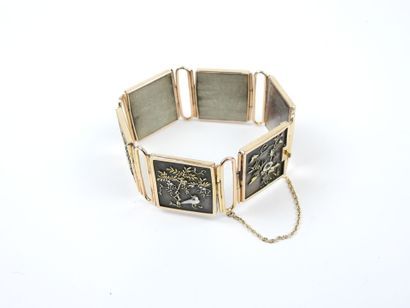 BRACELET articulé avec monture or jaune 750/1000°...