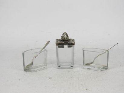 Glass and silver-mounted VINEGAR OIL BOILER...
