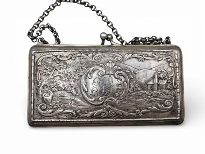 Rectangular silver MINAUDIÈRE, 800 thousandths,...