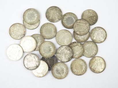 FRANCE. 24 monnaies 10 francs Hercule argent....