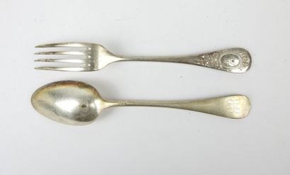 Twenty-four LARGE silver-plated COUVERTS...