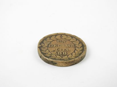 FRANCE. 1er Empire. 1 décime 1814 Strasbourg....