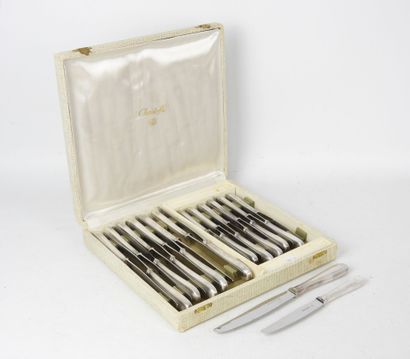 CHRISTOFLE. Silver-plated knife set comprising...