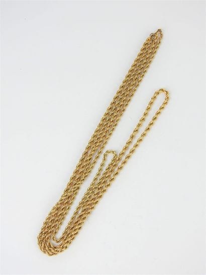 NECKLACE in 585/1000° yellow gold. Weight...