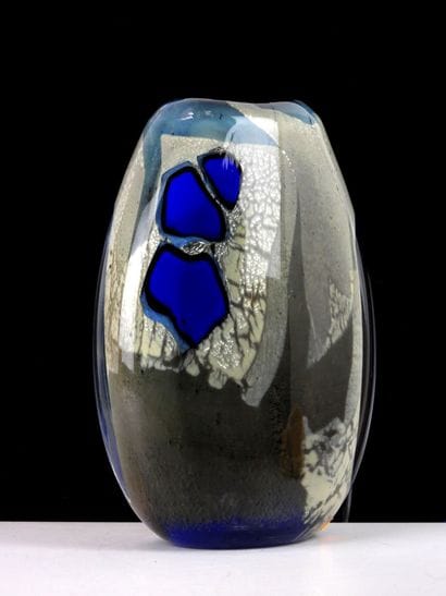 Yves BATREL (1946-2009).
Large flat vase...