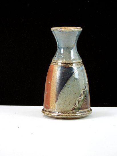 LE DON.
Enameled stoneware vase with geometric...