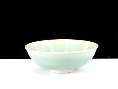 CUP on heel in enameled porcelain with blue...