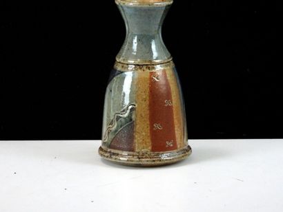 LE DON.
Enameled stoneware vase with geometric...