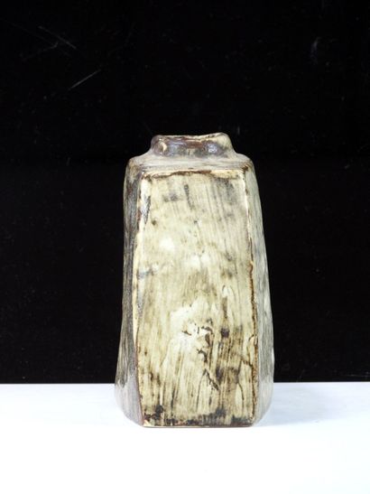Glazed stoneware vase in shades of brown...