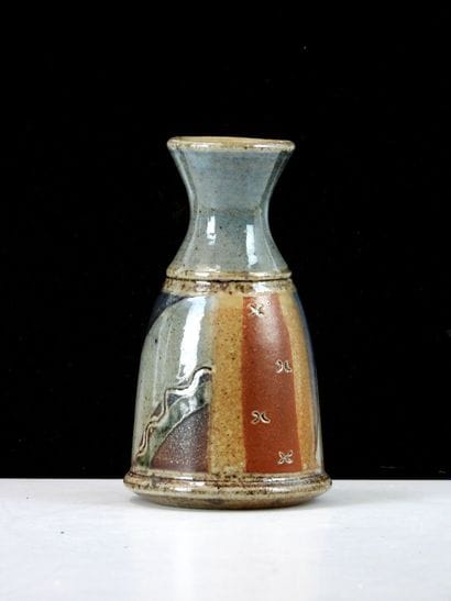 LE DON.
Enameled stoneware vase with geometric...