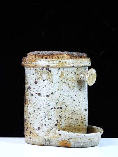 Gherkin jar with tong rest and side receptacle...