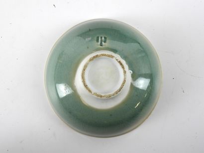 CUP on heel in enameled porcelain with blue...