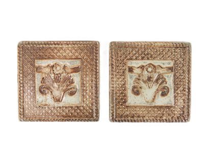 REUNION OF TWO brown/orange glazed ceramic...