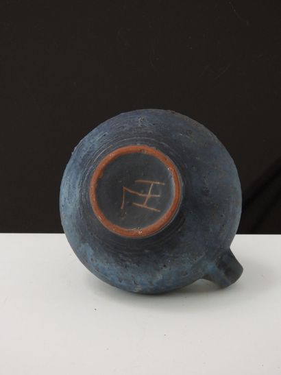 Ceramic PICHET with lumpy blue glaze.
Monogrammed...