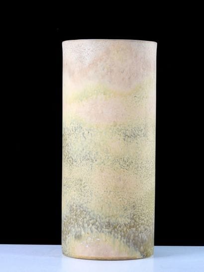 VIREBENT.
Large porcelain scroll vase, enameled...