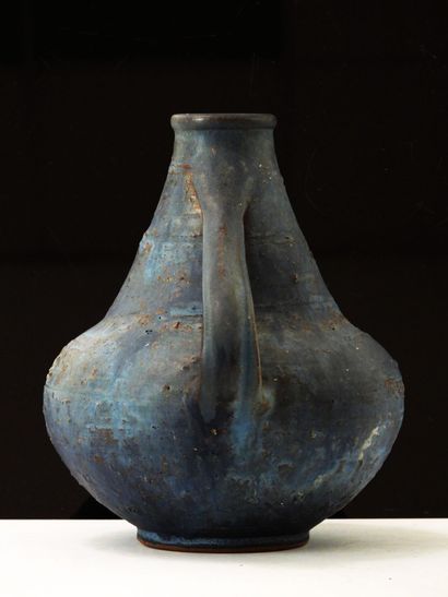 Ceramic PICHET with lumpy blue glaze.
Monogrammed...