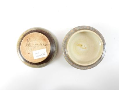Enameled ceramic box with crystallized blue...