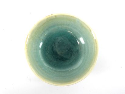 CUP on heel in enameled porcelain with blue...