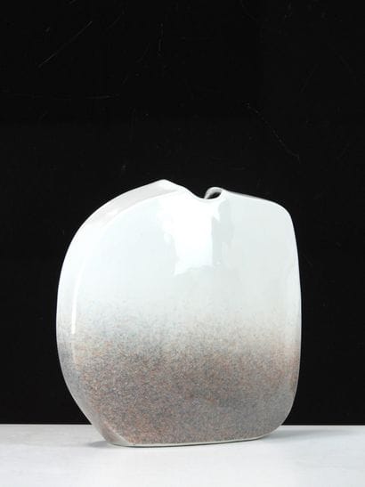 VIREBENT.
Flat-bottomed porcelain vase enameled...