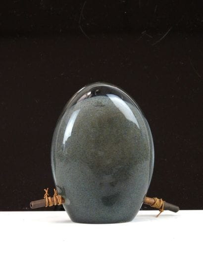 Glass pebble vase with blue inlay. 
H. 12cm.
Provenance:...