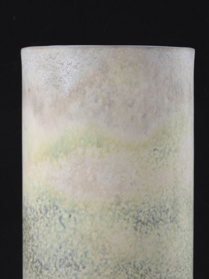 VIREBENT.
Large porcelain scroll vase, enameled...