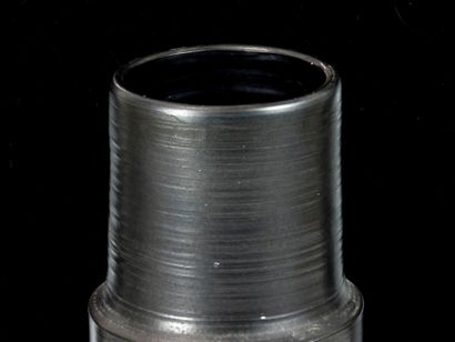 Ceramic cylindrical vase, black enamel.
H....