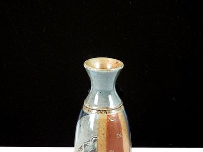 LE DON.
Enameled stoneware vase with geometric...