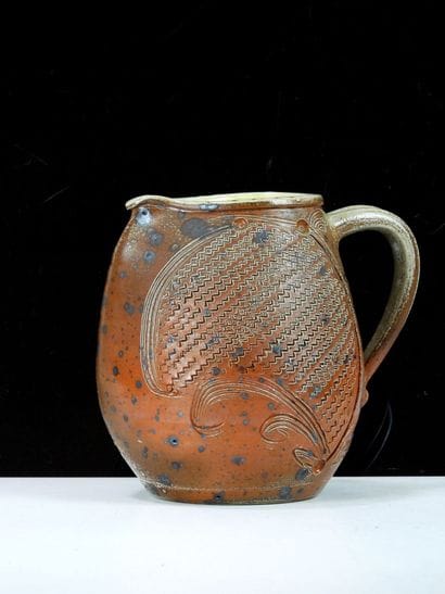 Stoneware PICHET with brown glaze and stylized...