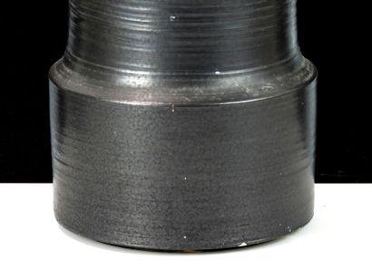 Ceramic cylindrical vase, black enamel.
H....