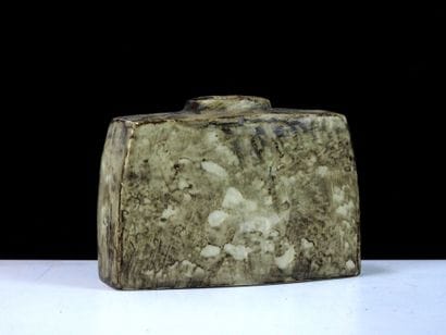 Glazed stoneware vase in shades of brown...