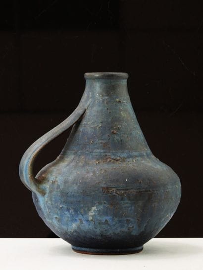 Ceramic PICHET with lumpy blue glaze.
Monogrammed...