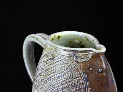 Stoneware PICHET with brown glaze and stylized...