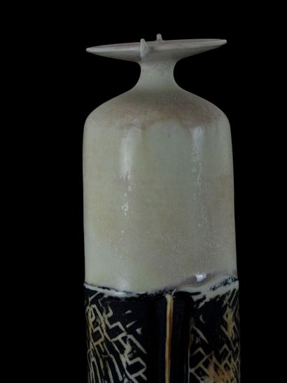 Franck ROUSSEAUX (1950-2010). 
Tall cylindrical...