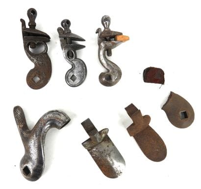 SPARE PARTS. Set of 3 flintlock hammers,...