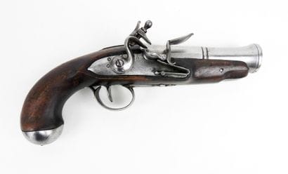 ARMES à FEU. Pistolet à silex à monture en...