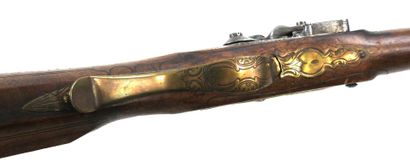 ARMES à FEU. Fusil de chasse à silex, monture...