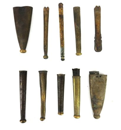 SPARE PARTS. Set of 10 brass sword or saber...