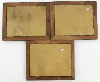 GRAVURES. Suite de 3 lithographies rehaussées...