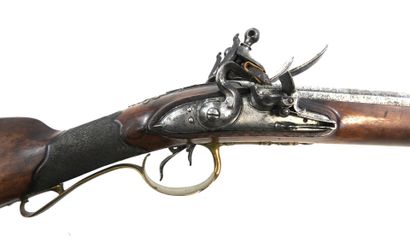 ARMES à FEU. Fusil de chasse à silex, monture...