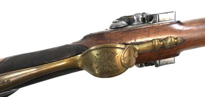 ARMES à FEU. Fusil de chasse à silex, monture...