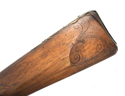 ARMES à FEU. Fusil de chasse à silex, monture...