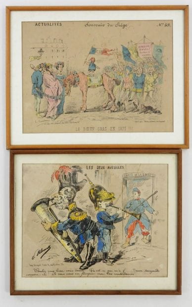 GRAVURES. Suite de 2 gravures satyriques...