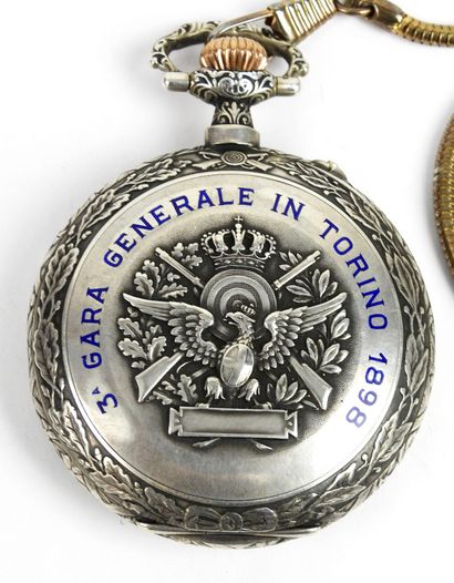 SOUVENIR. Montre gousset en argent , gravée...