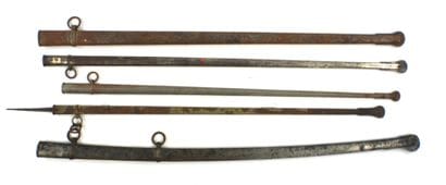 SPARE PARTS. Lot consisting of 5 metal saber...