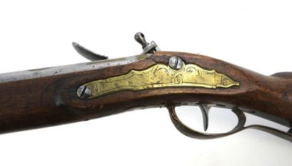 ARMES à FEU. Fusil de chasse à silex, monture...